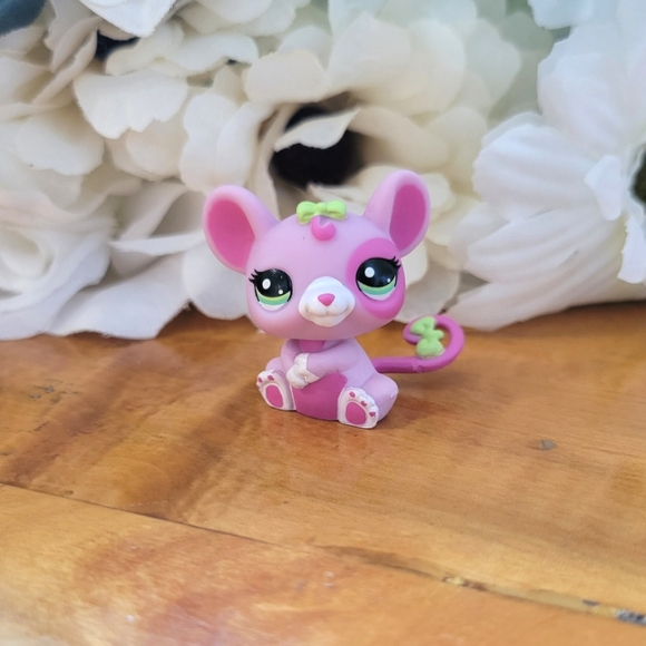 Littlest Pet Shop LPS #2206 Pink Purple Rat Green Eyes Bows 2010 - Picture 2 of 11